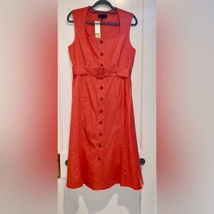 Banana Republic Coral Linen Belted Dress